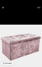 Image of Quilted Storage Box Ottoman Seat Crushed Velvet Foldable Box Toys & Accessories