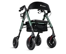Caminante andador FlyingJoy adulto bariátrico con asiento y frenos 300 lb máximo verde oscuro