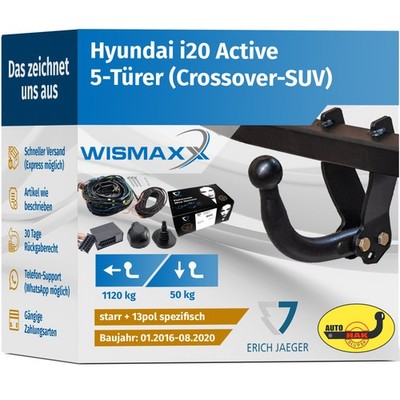 ANHÄNGERKUPPLUNG starr für Hyundai i20 Active 16-20 +13pol E-Satz Erich J
