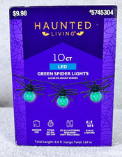 Haunted Living LED Green / Purple Spider Halloween Light String Battery