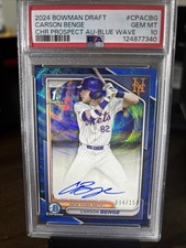 2024 Bowman Draft Chrome Carson Benge Auto Blue Wave /150 PSA 10