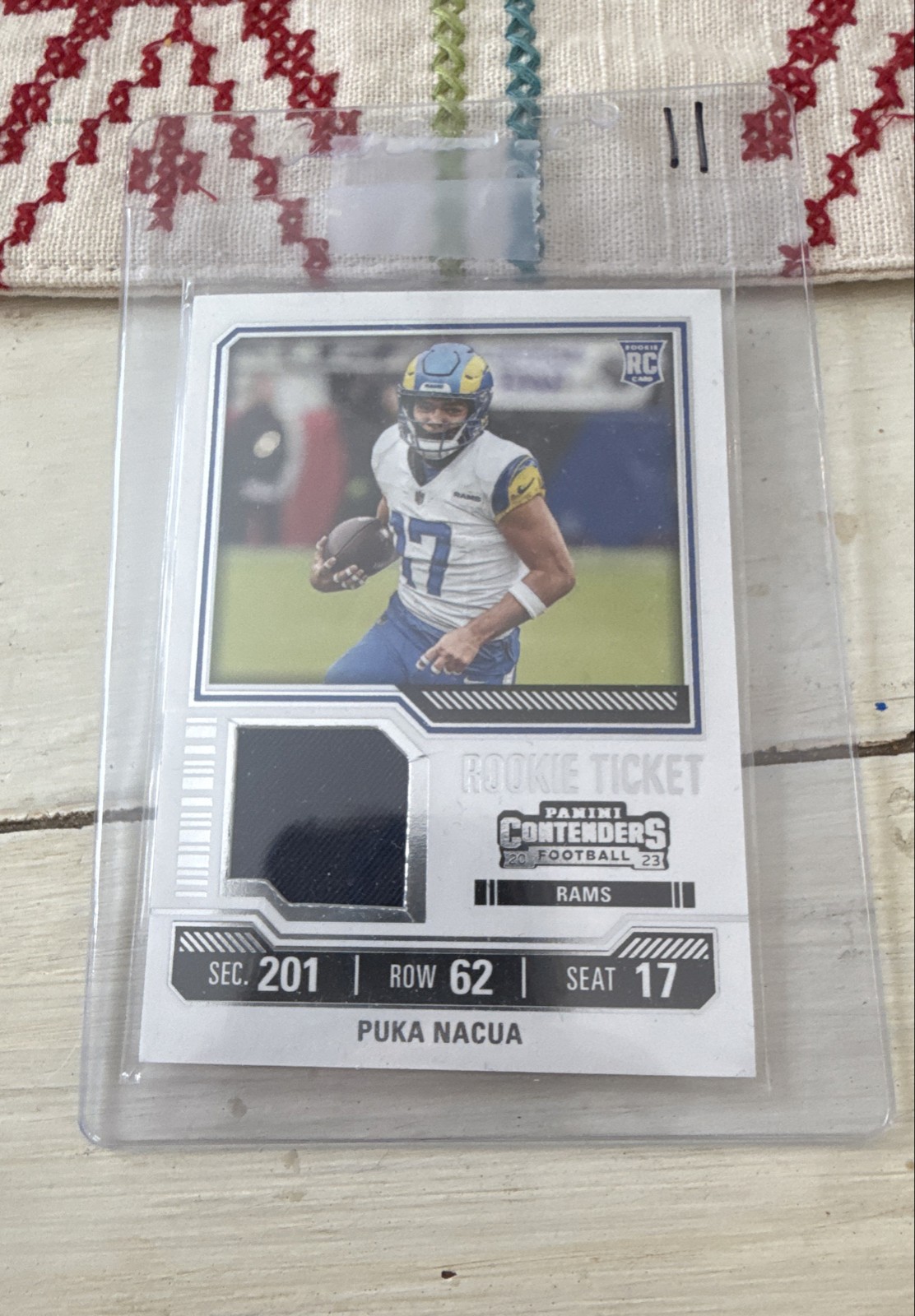 2023 Panini Contenders - Rookie Ticket Swatches Puka Nacua #TS13 (MEM, RC)