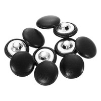 10 Stk Pu-KnöPfe 15Mm Rund Alu FüR Kleidung Diy Schwarz