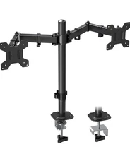 NEW MOUNTUP Black Dual Monitor Desk Mount Adjustable, Fits Screens 13”-27”