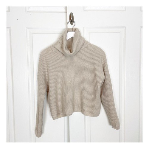 Madewell Womens Putty Resourced Cashmere Wool Crop Turtleneck Sweater Sz XXS