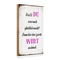 Holzschild Spruch 20X30Cm Weiß Du Was Mich GlüCklich Macht