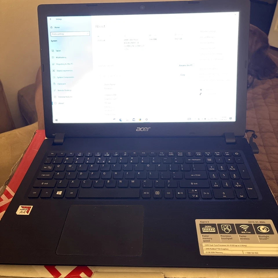 Acer A4-9120 - Aspire 3 A315-21 series AMD A4~8GB Ram~1Tb HDD~15.6in FHD~Win10 - image 2 of 4