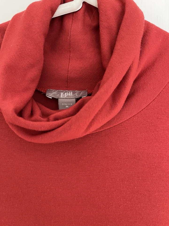 Vestido J. Jill Rojo Ladrillo Talla Mediana Manga Larga Hasta la Rodilla Elástico Foto 3 de 4