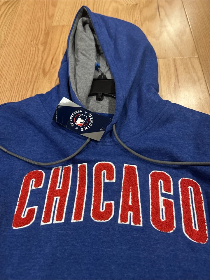 Majestic MLB Chicago Cubs Fleece Hoodie Sz XXL Men’s NWT Baseball Grey Blue - Image 2 of 4