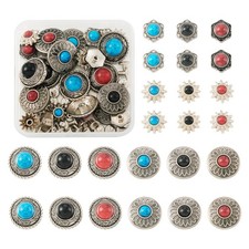 24 Sets 1320mm Turquoise Sunflower Conchos Decorative Metal Rivets