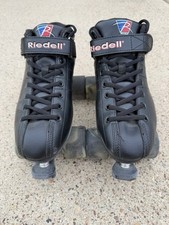 Riedell R3 Cayman Roller Skates Size 9 Black Quad Derby Speed Skates Sonar Wheel