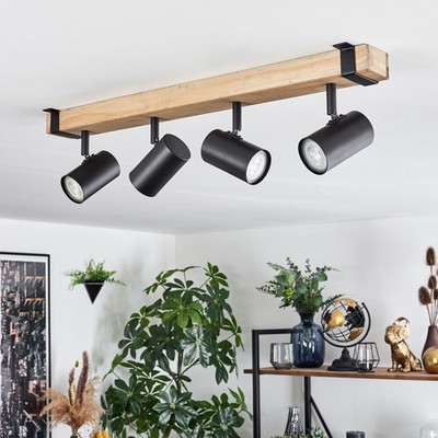 Vintage Deckenleuchte im Industrial-Style, Schirme verstellbar, Metall & Holz