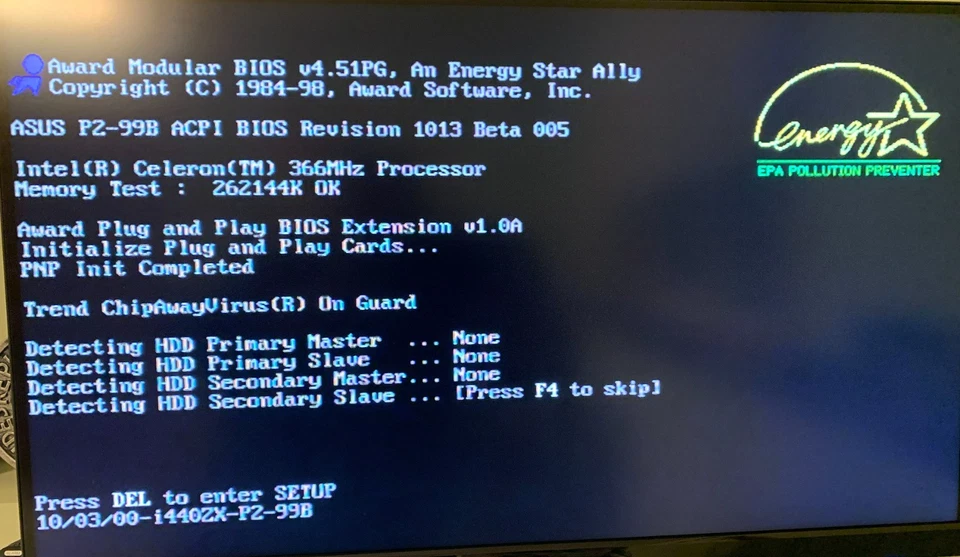Vintage Slot 1 AT ASUS P2-99B Motherboard w/ Celeron 366Mhz CPU and 256MB RAM - Image 2 of 4