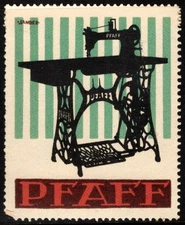 Vintage Circa 1910s–1930s Germany Poster Stamp Pfaff Treadle Sewing Machine