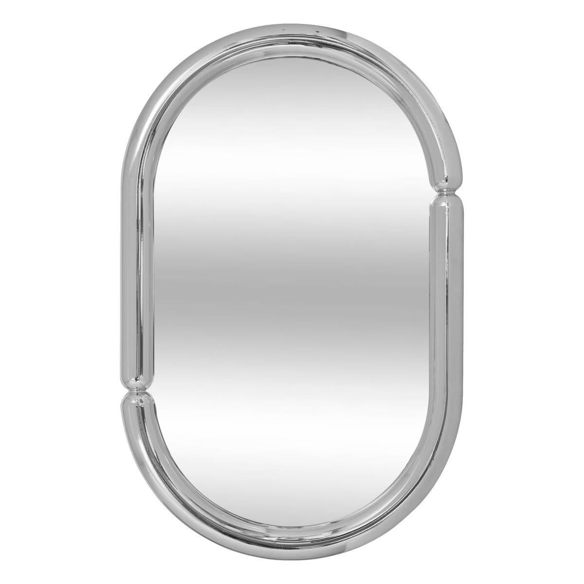 Miroir mural ovale Micaela 55cm argent pour agrandir un salon ou une salle de bain