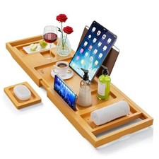 Bathtub Trays for Tub,Bath Tray, Foldable Bathtub Caddy,Bamboo Bamboo-5