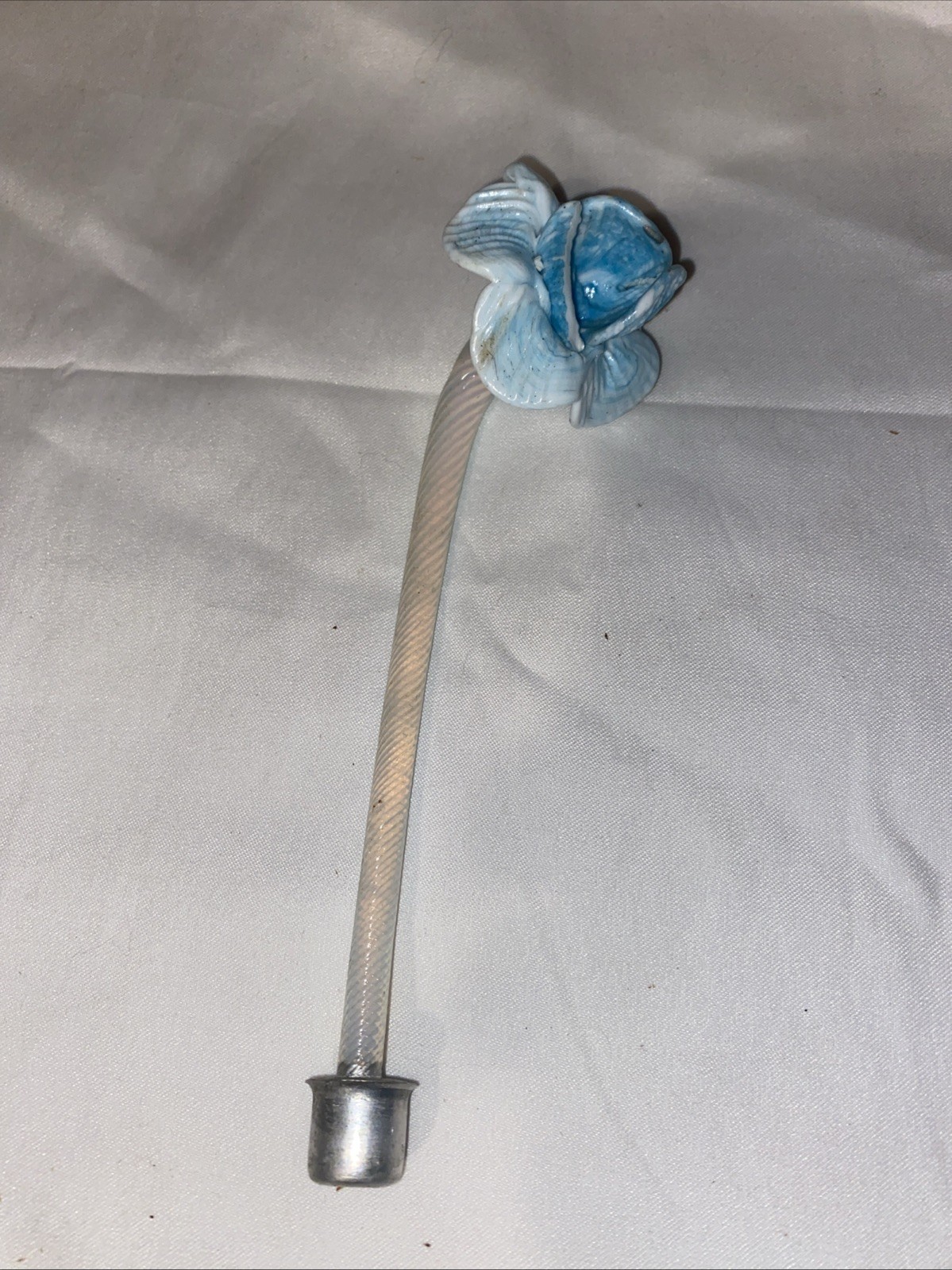 Venetian Murano Opalescent Blue Glass Curled Twisted Flower  Replacement