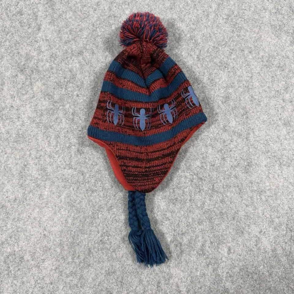 Marvel Spiderman Winter Pom Pom Beanie w/ Tassel Fits Youth/Kids Unisex One Size - Image 4 of 4