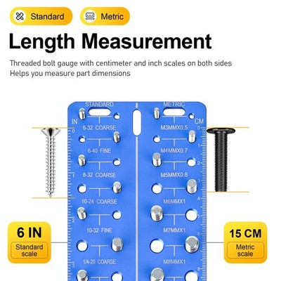 26PCS Nut And Bolt Thread Checker Nut And Bolt Size Gauge 14 Inch And - View #5
