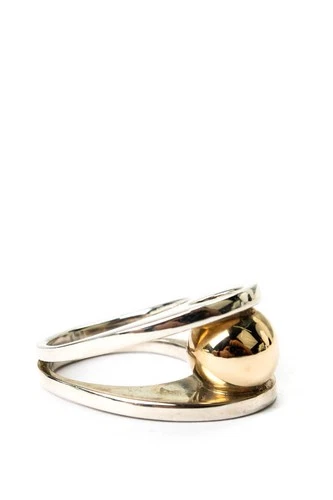 Pierre Cardin Womens Vintage 925 Silver + 14K Gold Sculptural Ring Sz 8 13.5g