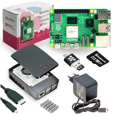 Raspberry Pi 5 Starterkit, 64GB microSDHC inkl. Pi OS, Gehäuse, Netzteil,