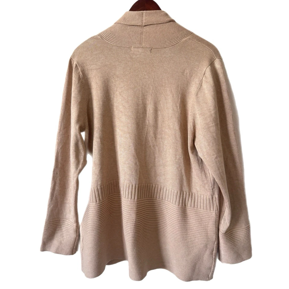 Cárdigan Liz Claiborne Topper Kimono Texturizado Acanalado Silencioso Lujo Neutro Talla XL Foto 2 de 4