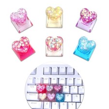 6 PCS Bling Heart Custom Artisan Keycaps for Cherry MX Mechanical Keyboards