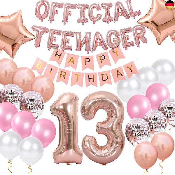 Offizielle Teenager 13. Geburtstag Dekorationen FüR MäDchen, Happy Birthday B-image