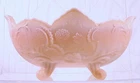 Jeannette Pink Lombardi Pattern Milk Glass Oval Footed Bowl Vtg