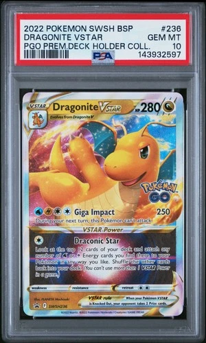 2022 POKEMON SWSH POKEMON GO PREMIER DECK HOLDER COLL DRAGONITE VSTAR PSA 10