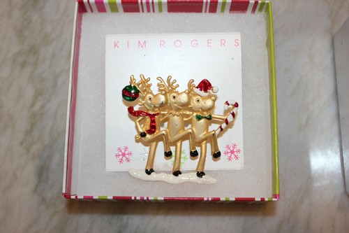 Pair! NIB Kim Rogers Christmas Pins Brooches! Party Reindeer & Sweet Angel! - Picture 2 of 4