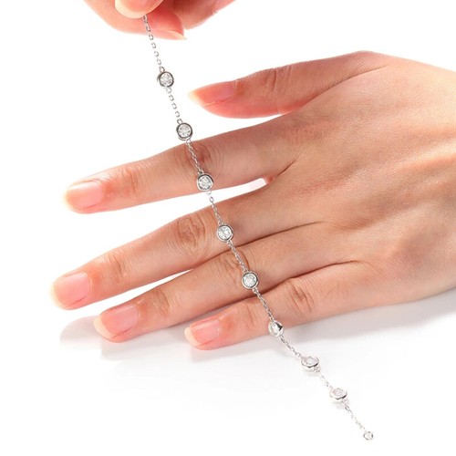 4mm 2.4ct D Color Moissanite Bubble Bracelet for Women 925 Sterling Silver GRA - Picture 10 of 15