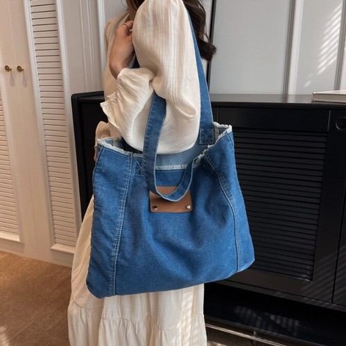 Große Damen Umhängetasche Denim Handtaschen Blau Jeans Handtasche Retro Hobo Bag - Bild 11 von 14