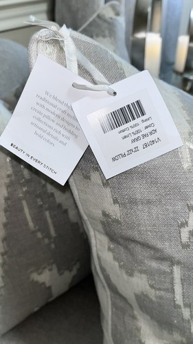 2-NWT VILLA HOME FAE GRAY EMBROIDERED LINEN PILLOWS - Picture 19 of 19