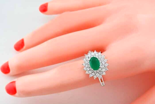 GENUINE 1.26 Cts EMERALD & WHITE SAPPHIRE RING .925 STERLING SILVER - NWT - Picture 3 of 4