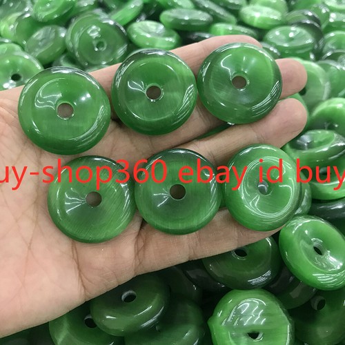 Natural Green Mexican Opal Circle Donut Pendant Jewelry Anniversary Gift 30MM - Picture 9 of 16
