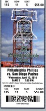 San Diego Padres vs Philadelphia Phillies 4/13/2016 Ticket Citizens Bank Park