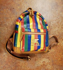 New MCM 'Eel' Striped Rainbow Leather Mini Backpack MSRP 1650