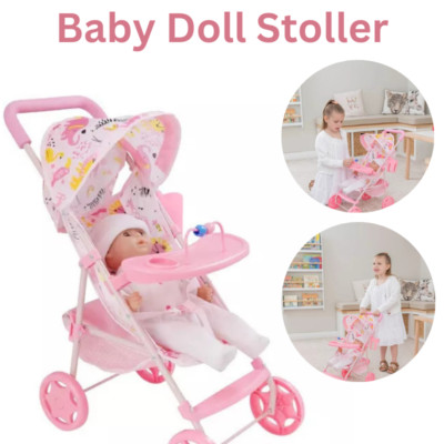 BabyBoo 4 in 1 Mein erster Kinderwagen Faltbar Baby Puppenwagen Buggy Spielzeug