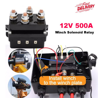 12V 500A Winch Solenoid Relay Controller Contactor 12000LB Max for Warn ATV UTV