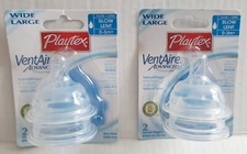 NEW Playtex Vent Aire Wide Nipples Stage 1 Slow Flow 0-3 Months TWO Packs Of 2
