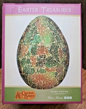 Cracker Barrel Glass Mosaic Egg Easter Treasures Home Decor 8"