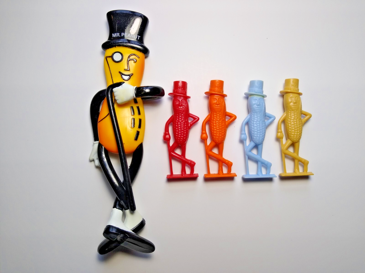 激レア！　ビンテージ PLANTERS Mr. Peanut アメトイ セット Mr. Peanut Planters Lot Of 5 Items Bendy Figure Red Orange Blue