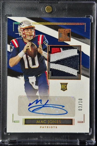 MAC JONES 2021 PANINI IMPECCABLE ROOKIE PATCH AUTO GOLD /10 RPA 3 Color