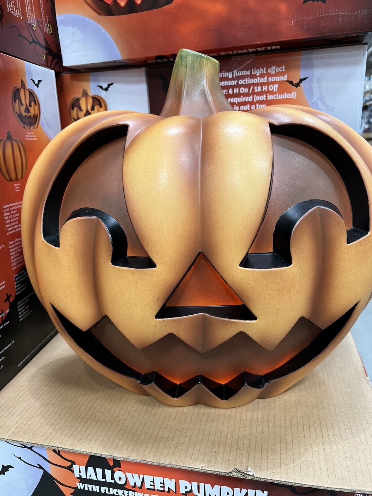 Halloween 18.5 Inch (47cm) Pumpkin with Flickering Flame and Sound ...