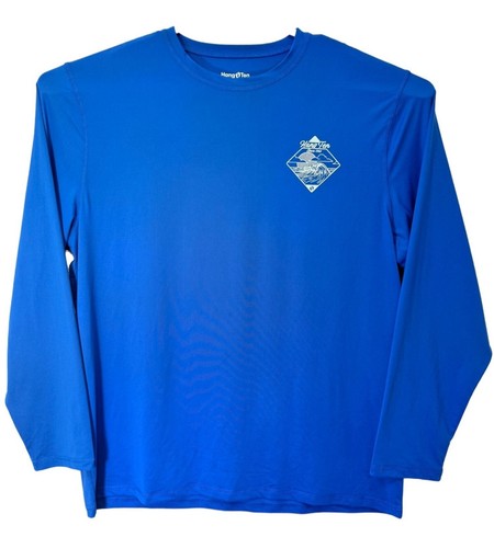 Hang Ten Mens XXL Shirt Blue Long Sleeve UPF 50+ Quick Dry Surf Swim Beach 2XL