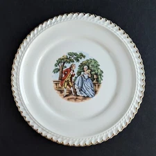 Harker Pottery Co Made in USA Vtg Decorative 6 in Courtship Plate 22kt gold trim
