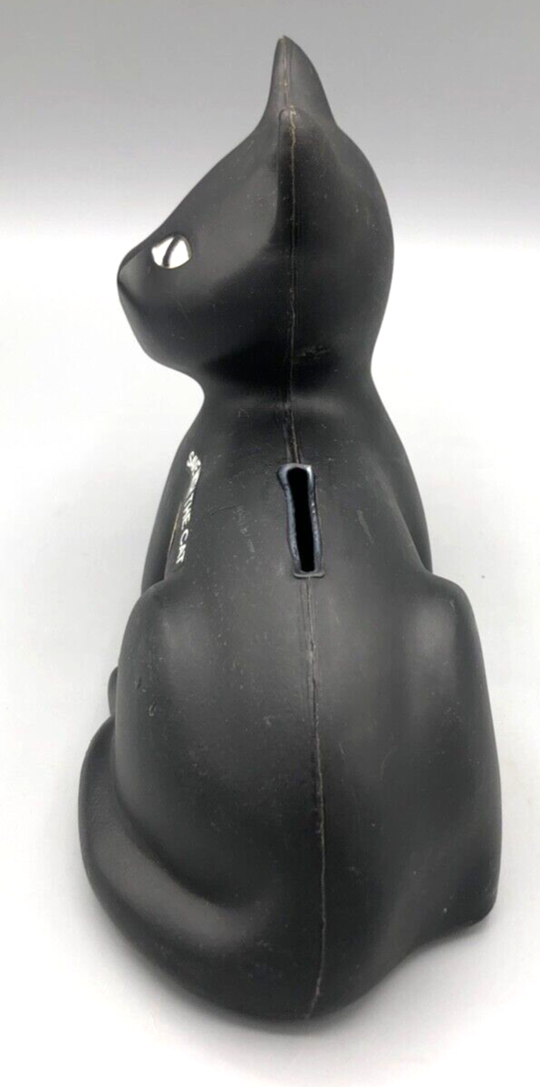 Vtg Eveready Battery Black Save With The Cat Plastic Coin Bank