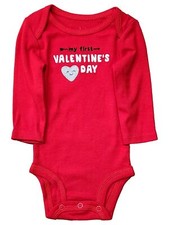 Carters Infant Boys  Girls Red My First Valentines Day Gray Heart Bodysuit