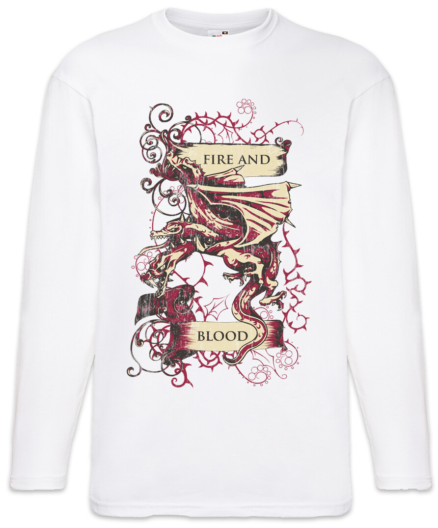 ALTRA T shirt manica lunga fuoco e sangue gioco dei Targaryen bandiera troni stemma simbolo casa